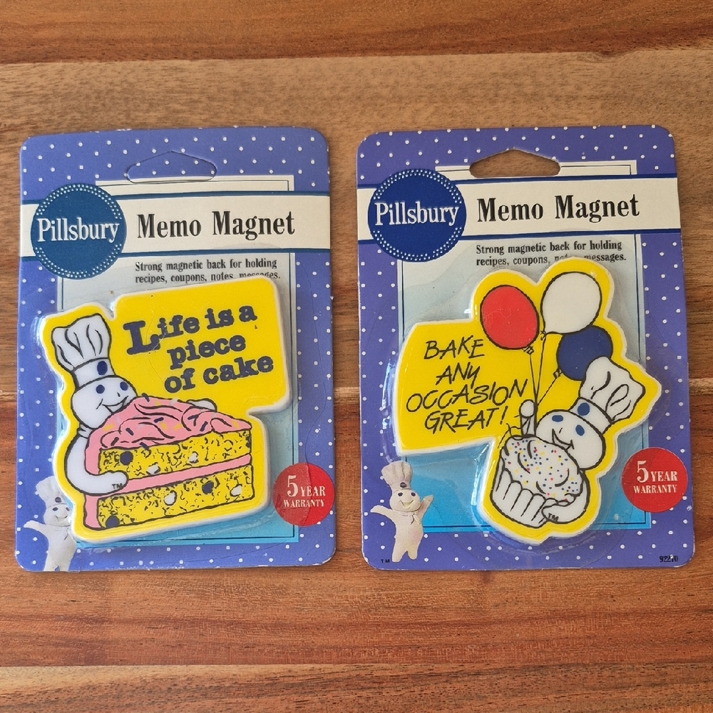 Set of 2 Vintage Pillsbury Memo Magnets - NEW